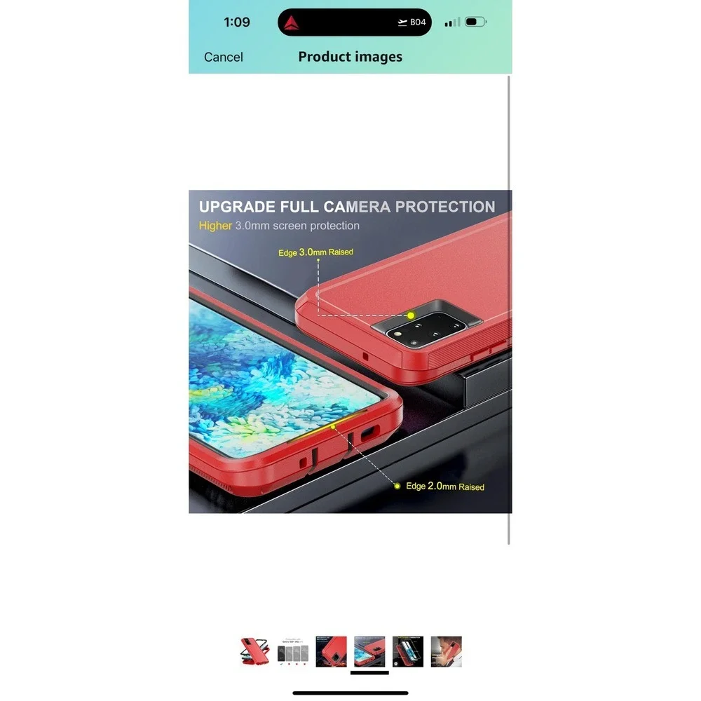 Heavy Duty Shockproof Phone Case‎ Cover for Galaxy S20+ Plus 5G Red